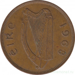 Монета. Ирландия. 1 пенни 1968 год.