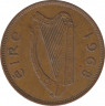 Монета. Ирландия. 1 пенни 1968 год. ав.