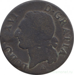 Монета. Франция. 1/2 соля 1789 год. (R).