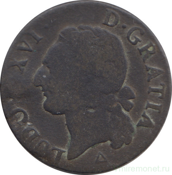 Монета. Франция. 1/2 соля 1789 год. (R).