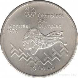 Монета. Канада. 10 долларов 1975 год. XXI летние Олимпийские Игры Монреаль 1976. Бег с препятствиями.