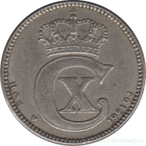 Монета. Дания. 25 эре 1921 год.