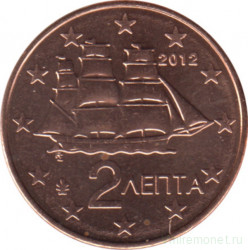 Монета. Греция. 2 цента 2012 год.