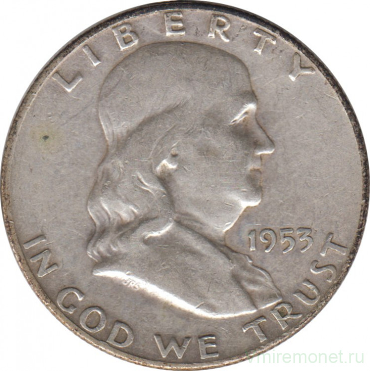 Монета. США. 50 центов 1953 год. Франклин. Монетный двор D.