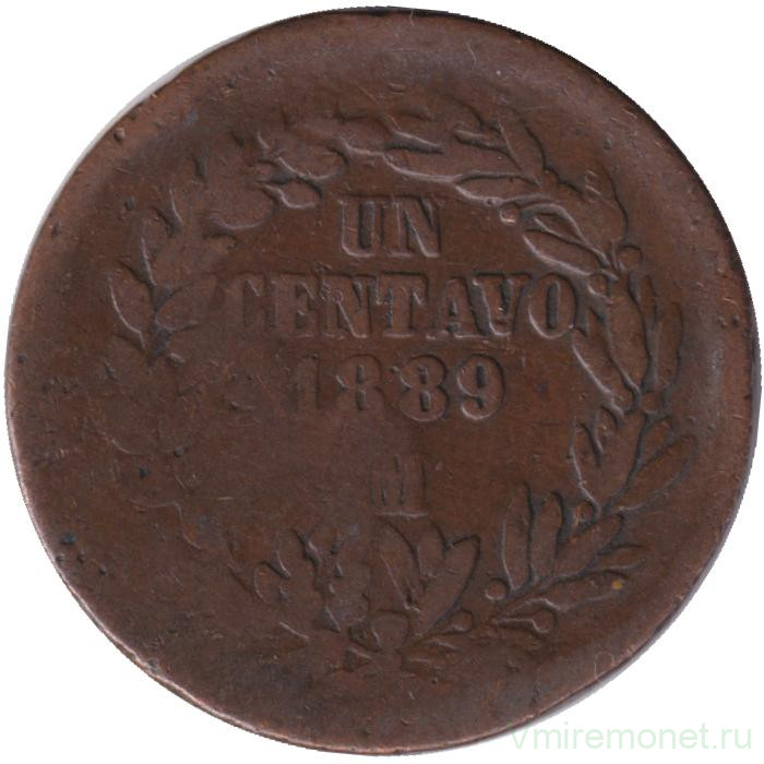 Монета. Мексика. 1 сентаво 1889 год. Мо.