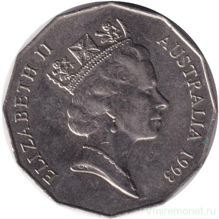 Монета. Австралия. 50 центов 1993 год.