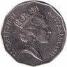 Монета. Австралия. 50 центов 1993 год.