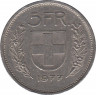  Монета. Швейцария. 5 франков 1977 год. ав.