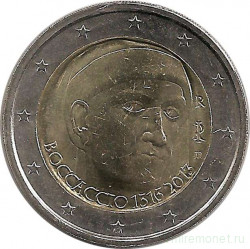 Монета. Италия. 2 евро 2013 год. 700 лет со дня рождения Джованни Боккаччо.