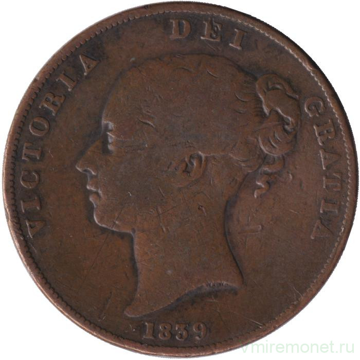 Монета. Остров Мэн. 1 пенни 1839 год.