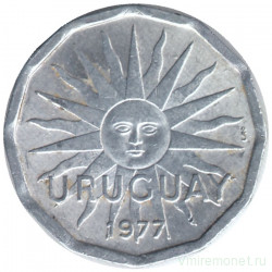 Монета. Уругвай. 2 сентесимо 1977 год.