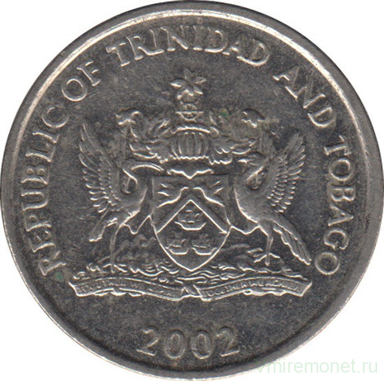 Монета. Тринидад и Тобаго. 25 центов 2002 год.