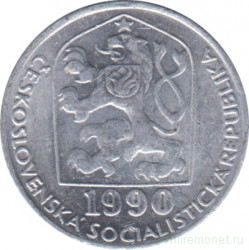Монета. Чехословакия. 5 геллеров 1990 год.