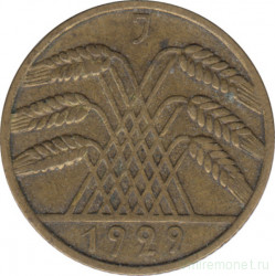 Монета. Германия. Веймарская республика. 10 рейхспфеннигов 1929 год. Монетный двор - Гамбург (J).