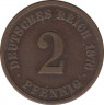 Монета. Германия (Германская империя 1871-1922). 2 пфеннига 1876 год. (A). ав.