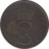 Монета. Дания. 5 эре 1882 год. ав.