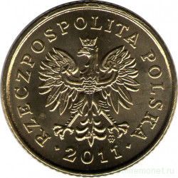 Монета. Польша. 1 грош 2011 год.