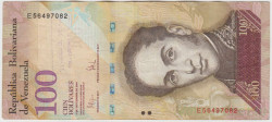 Банкнота. Венесуэла. 100 боливаров 2009 год. Тип 93c. (печать).
