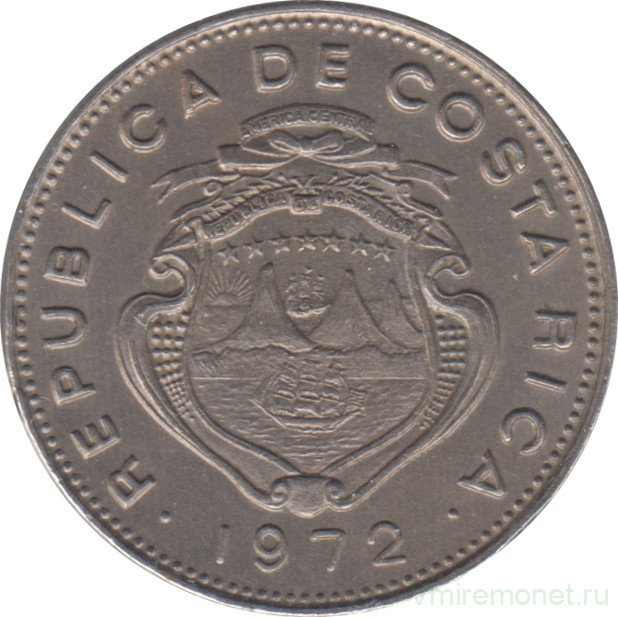 Монета. Коста-Рика. 50 сентимо 1972 год.