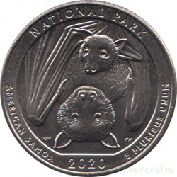 Монета. США. 25 центов 2020 год. Национальный парк № 51. Американское Самоа. Монетный двор D.