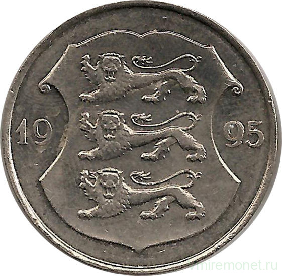 Монета. Эстония. 1 крона 1995 год.
