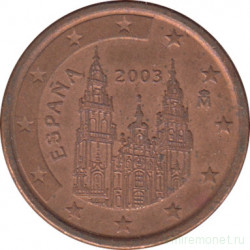 Монета. Испания. 1 цент 2003 год.