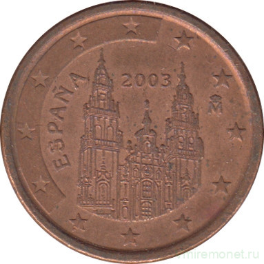 Монета. Испания. 1 цент 2003 год.