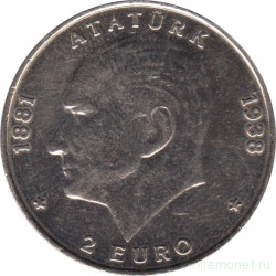 Монета. Турция. 500000 лир 1998 год. 500 000 Лир = 2 Евро.
