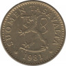 Аверс. Монета. Финляндия. 10 пенни 1981 год.