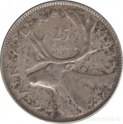 Монета. Канада. 25 центов 1947 год. Кленовый лист.