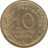 Монета. Франция. 10 сантимов 1976 год. ав.