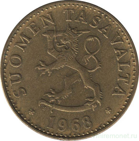 Монета. Финляндия. 50 пенни 1968 год.
