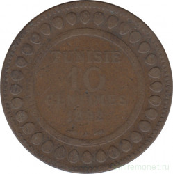 Монета. Тунис. 10 сантимов 1892 (1309) год.