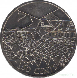 Монета. Острова Кука. 50 центов 2002 год. 50 лет коронации Елизаветы II.