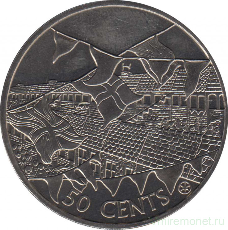 Монета. Острова Кука. 50 центов 2002 год. 50 лет коронации Елизаветы II.