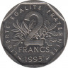  Монета. Франция. 2 франка 1993 год. 50 лет Национальному движению Сопротивления. рев.
