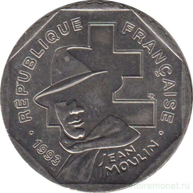 Монета. Франция. 2 франка 1993 год. 50 лет Национальному движению Сопротивления.