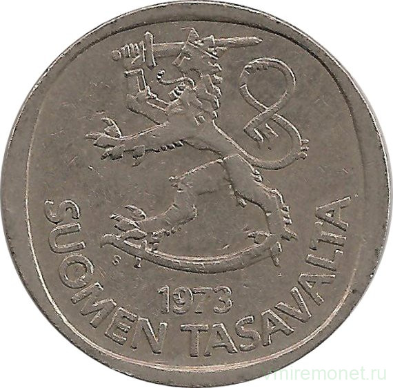 Монета. Финляндия. 1 марка 1973 год.