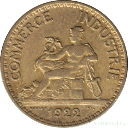 Монета. Франция. 50 сантимов 1922 год.