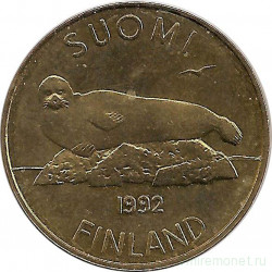 Монета. Финляндия. 5 марок 1992 год. Тюлень.