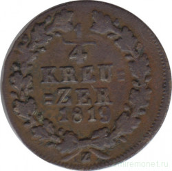 Монета. Нассау (Германия). 1/4 крейцера 1819 год. Z.