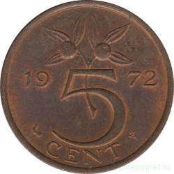 Монета. Нидерланды. 5 центов 1972 год.