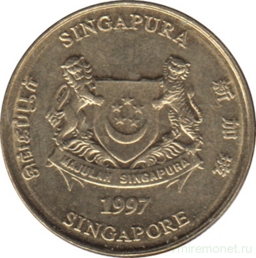 Монета. Сингапур. 5 центов 1997 год.