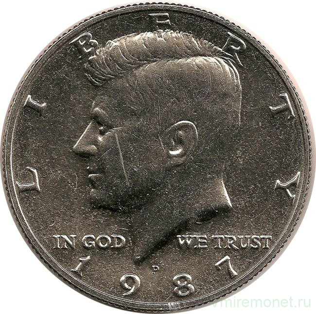 Монета. США. 50 центов 1987 год. Монетный двор P.