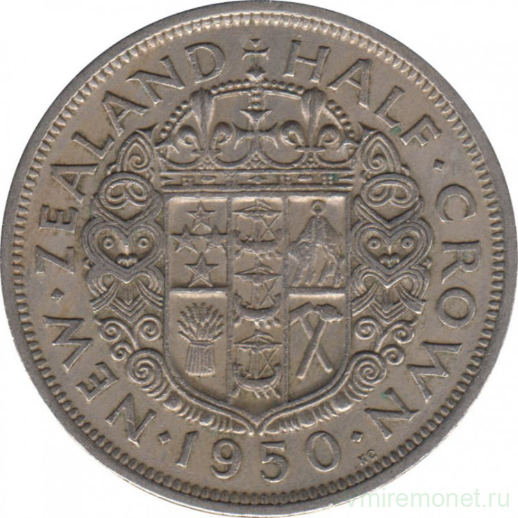 Монета. Новая Зеландия. 1/2 кроны 1950 год.