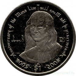 Монета. Великобритания. Британские Виргинские острова. 1 доллар 2006 год. 500 лет написанию картины Мона Лиза.