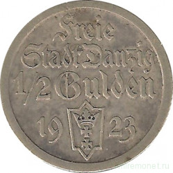 Монета. Польша. Данциг. 1/2 гульдена 1923 год.