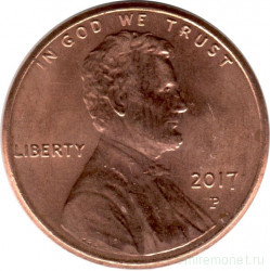 Монета. США. 1 цент 2017 год. Монетный двор P.