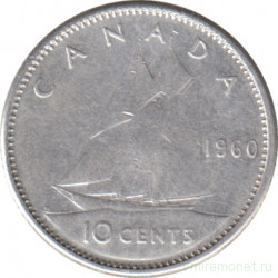 Монета. Канада. 10 центов 1960 год.