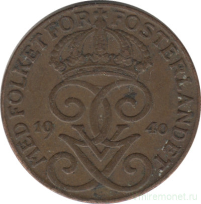 Монета. Швеция. 1 эре 1940 год.